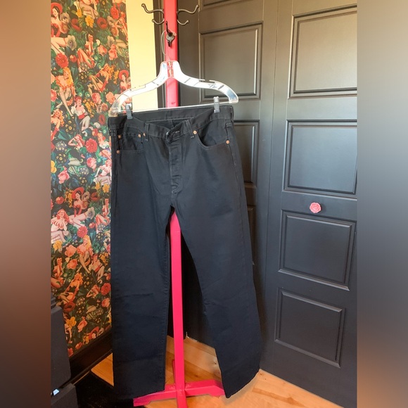 ✨BLACK  LEVI’S JEANS 501 MEN Boots cut 34 x 34👖 - Picture 3 of 10